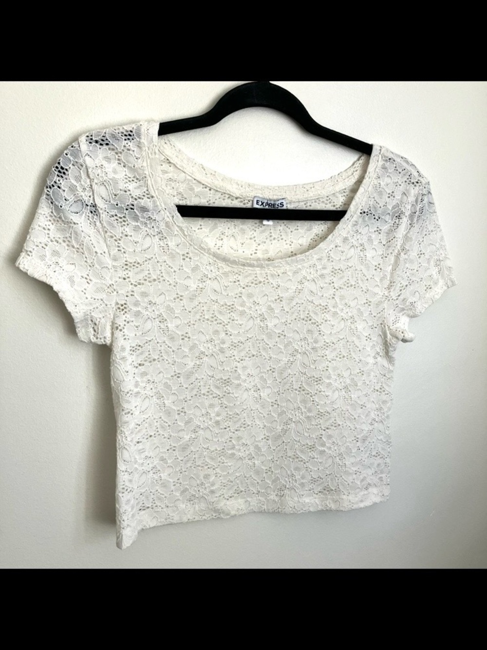 Express White Lace Crop Top